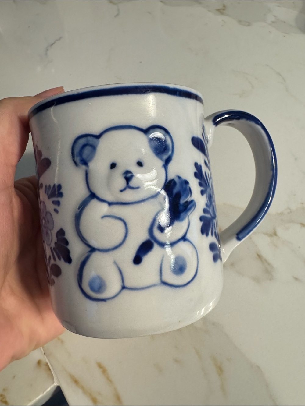 Vintage Delft Blue Teddy Bear Mug Holland Hand Painted